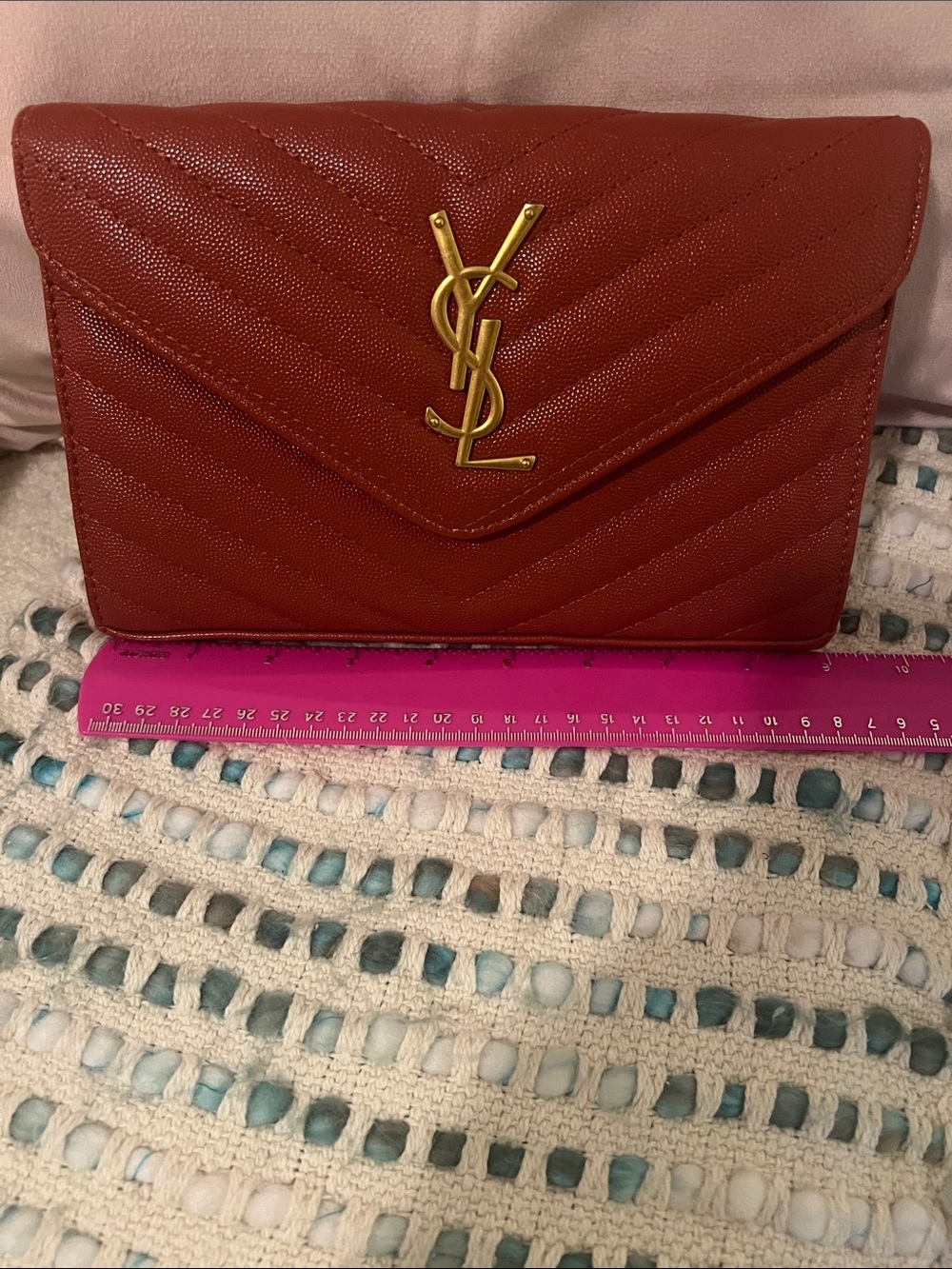 INSPIRED Redish Orange Leather Crossbody with Gold Hardware - Picture 4 of 10